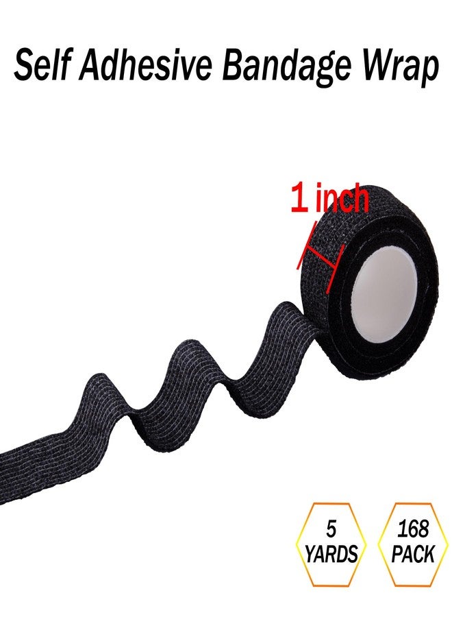 BQTQ 168 Rolls Self Adhesive Bandage Wrap 1 Inch Self Adherent Wraps Black Stretch Selfstick Bandages for Wrist Ankle Swelling Sprains - Image 2